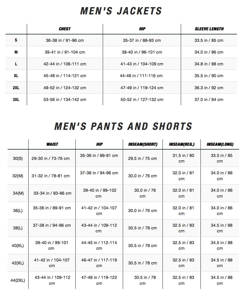 The north face shop boys size chart